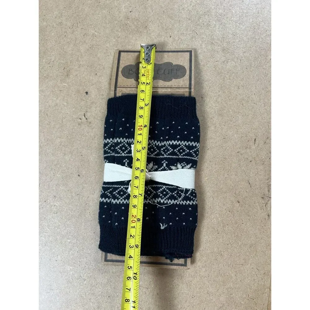 BOOT CUFF Boot Cuff Womens Size 8 Blue Fair Isle Knit Bow Stretch Sock Winter
